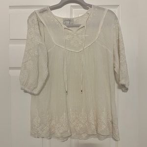 Jade sheer white blouse with lace design